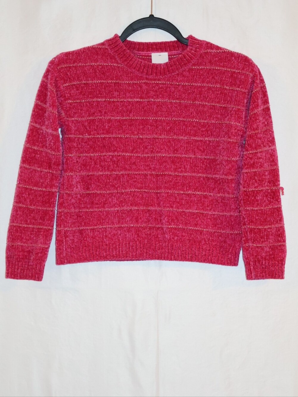 Jumping Beans Pink Gold Glitter Chenille Crewneck Sweater.
